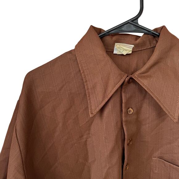 Vintage Jantzen 100 Brown Polo Shirt Men’s L Made in USA 70s Disco Collar - Picture 4 of 7